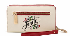 Frida Kahlo Flower Wristlet Wallet White and Red