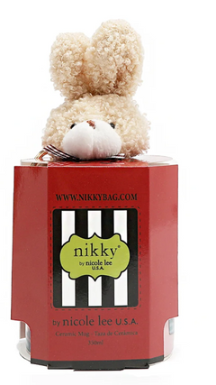 Nikky Ceramic Mug with Bunny Keychain Flowers Day