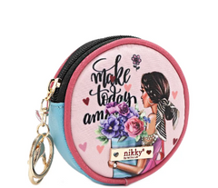 Round Coinpurse Keychain Flowers Day