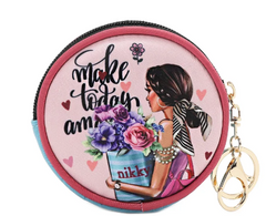 Round Coinpurse Keychain Flowers Day
