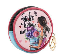 Round Coinpurse Keychain Flowers Day