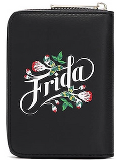 Frida Kahlo Cartoon Flower Collection Wallet Black