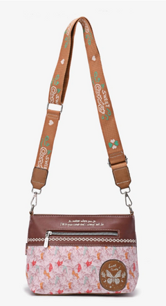 Pink & Biege Butterfly Sweet & Candy Shoulder Crossbody Bag