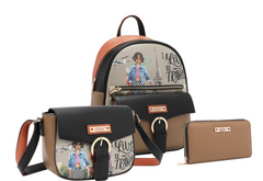 I live to Travel Backpack 3 Piece Set (Backpack, Crossbody, Wallet)