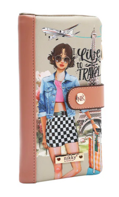 Bifold Zipper Wallet I live to travel