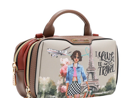 Mini Boston Double Zip Crossbody I live to Travel