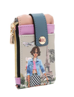 Mini Zip & Snap Button Card Holder I live to Travel