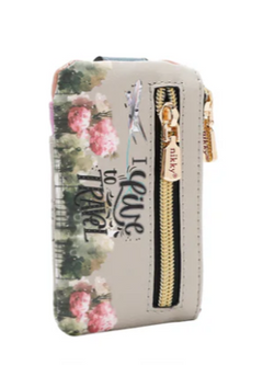 Mini Zip & Snap Button Card Holder I live to Travel