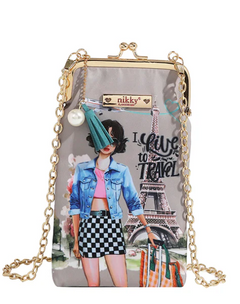 Nikky Kisslock Phone and Sunglass Purse I live to Travel