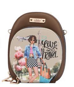 Nikky Multi Pocket Small Crossbody I live to Travel