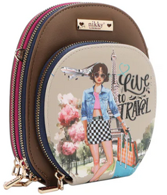 Nikky Multi Pocket Small Crossbody I live to Travel