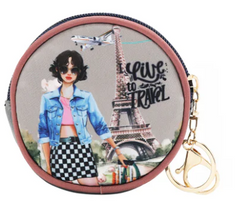 Round Coinpurse Keychain I live to Travel