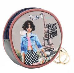 Round Coinpurse Keychain I live to Travel