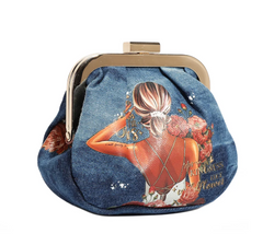 Denim Mini Coin Purse Wristlet Blind Date