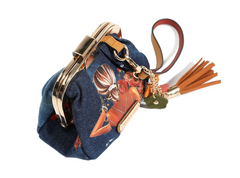 Denim Mini Coin Purse Wristlet Blind Date