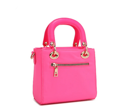 Color Patch Top Handle Bag Pink