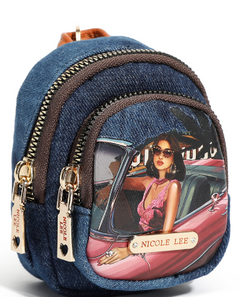 Denim Mini Coin Purse Keychain Hollywood Drive