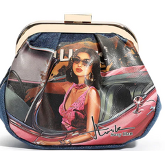 Denim Mini Coin Purse Wristlet Hollywood Drive