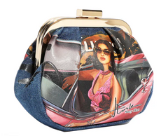 Denim Mini Coin Purse Wristlet Hollywood Drive