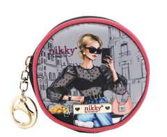 Round Coinpurse Keychain Urban Coffee Dream