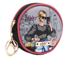 Round Coinpurse Keychain Urban Coffee Dream