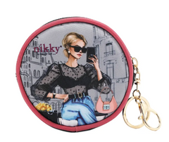Round Coinpurse Keychain Urban Coffee Dream