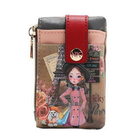 Mini Zip & Snap Button Card Holder Emily Goes to Paris