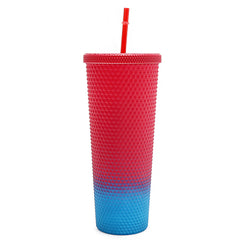 24 OZ STUDDED TUMBLER WITH STRAW