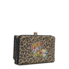 Cartera con cierre de beso Double Queens