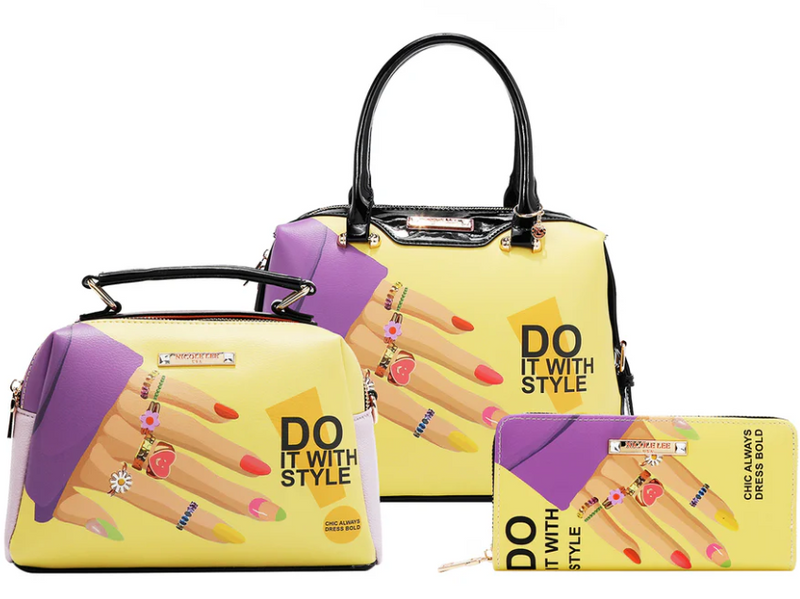Nail Polish 3 Piece Set (Handbag, Crossbody Wallet)