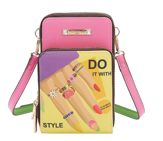 Multi-Zip Phone Case Crossbody Nail Polish