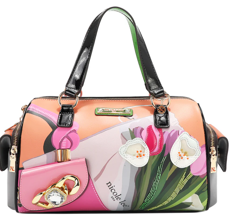 Violet Blossom Wide Handbag