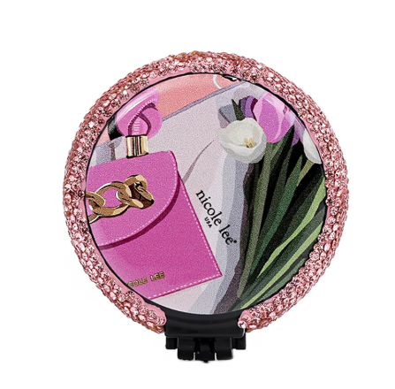 Rhinestone Compact Brush Mirror