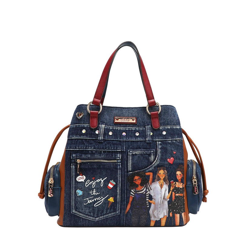 Bolso de tela vaquera tipo cubo