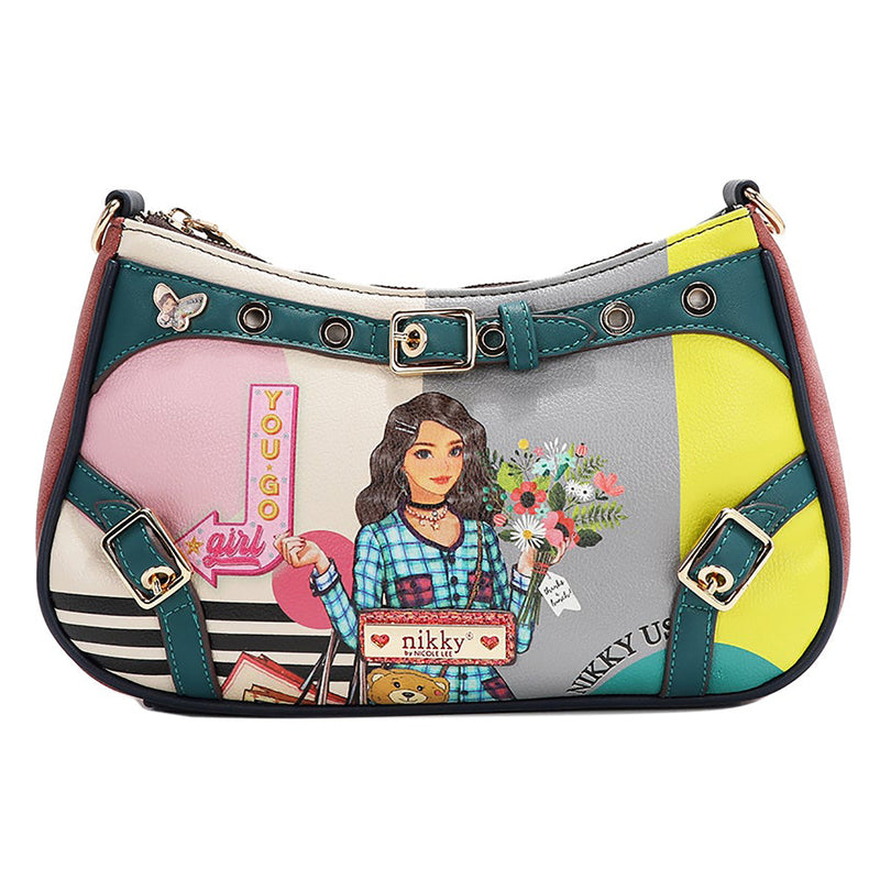 NIKKY GOES SHOPPING CRESCENT CROSSBODY BAG