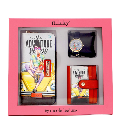 Juego de regalo de 3 piezas (billetera, tarjeta de identificación, reloj)