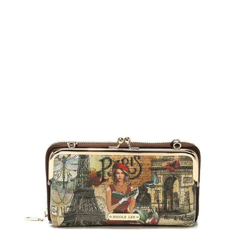 Cartera cruzada estampada con cierre de beso