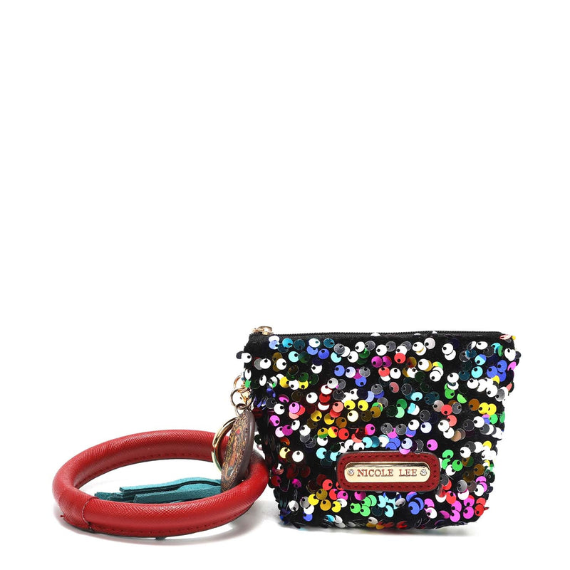 Llavero con bolsa de lentejuelas y pulsera