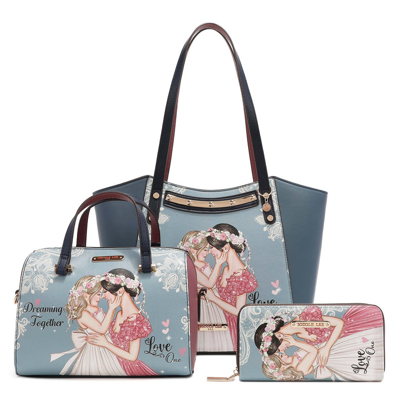 Conjunto de 3 piezas Dreaming Together (bolso, bandolera y billetera)