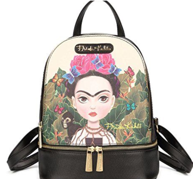 Frida Kahlo Cartoon Black Backpack