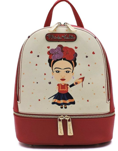 Frida Kahlo Cartoon Backpack with Flower Hair Band Red