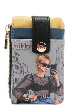 Mini Zip & Snap Button Card Holder Urban Coffee Dream