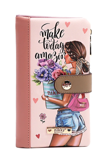 Bifold Zipper Wallet Flowers Day