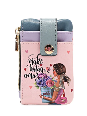 Mini Zip & Snap button Card Holder Flower Day