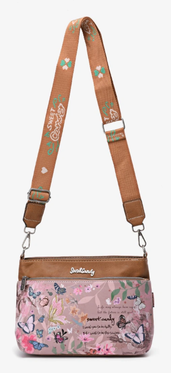 Pink & Biege Butterfly Sweet & Candy Shoulder Crossbody Bag