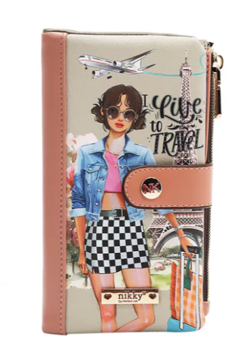 Bifold Zipper Wallet I live to travel