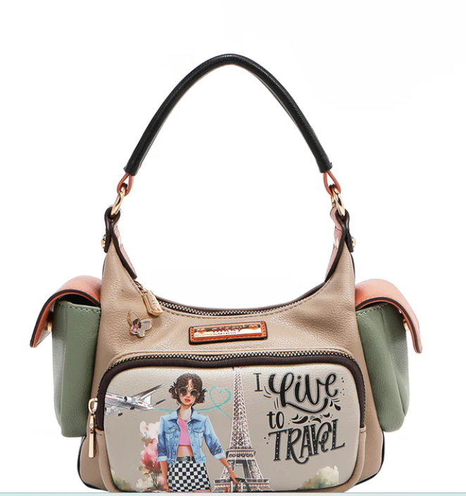 I live to Travel Small Shoulder Bag