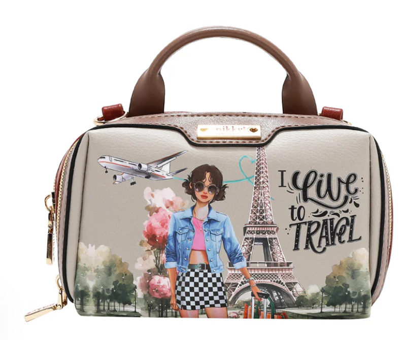 Mini Boston Double Zip Crossbody I live to Travel