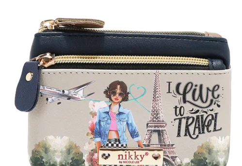 I live to Travel Mini Zip Pouch (Coinpurse)