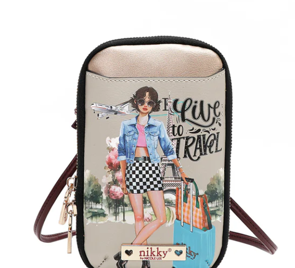Nikky Zip Around Phone/Wallet Crossbody I live to Travel